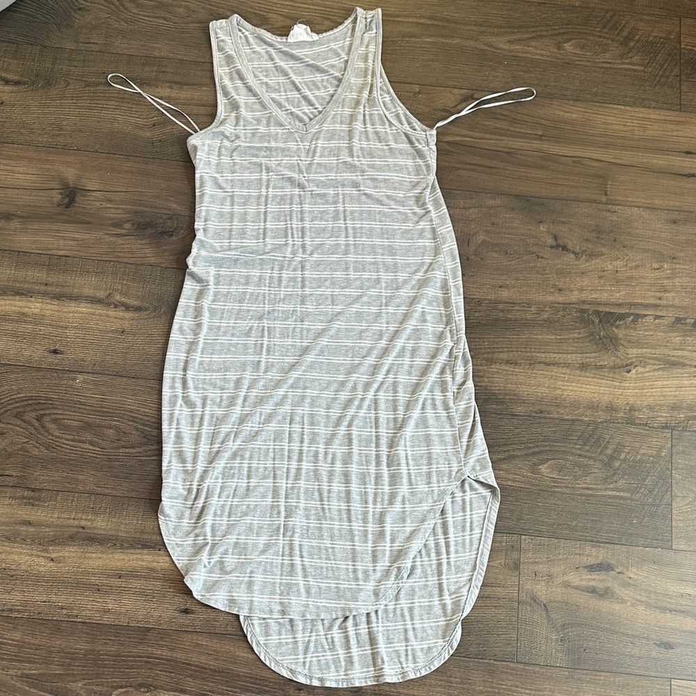 Olive & Oak Light Gray and White Striped Tank Dress